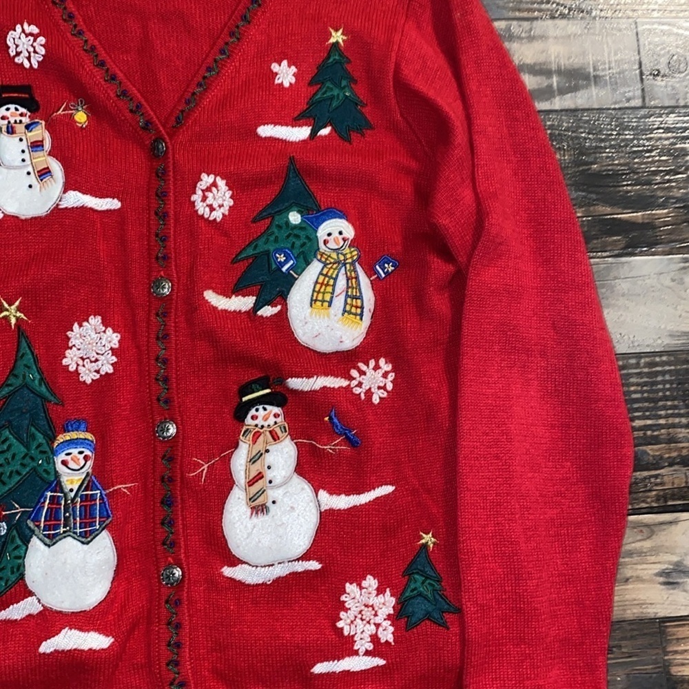 Arriviste cotton blend Ugly Christmas cardigan sweater size large - Picture 3 of 5